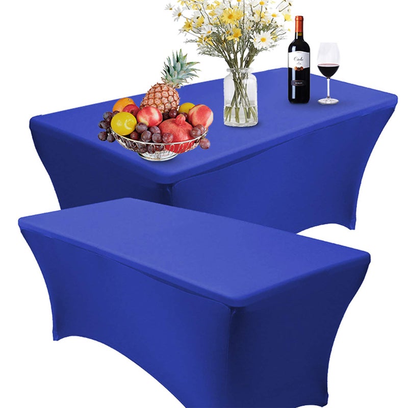 RELIANCER 2 Pack Stretch Spandex Table Covers for Rectangular Tables,4FT Elastic Fitted Tablecloth,Universal Rectangular Table Cloth Protector for Outdoor Party,Wedding,Bar,Birthday,Banquet,Events - Image 1